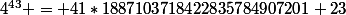 4^{43} = 41*1887103718422835784907201+23