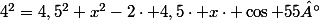 4^2=4,5^2+x^2-2\cdot 4,5\cdot x\cdot \cos 55°