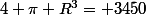4 \pi R^{3}= 3450
