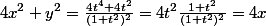 4x^2+y^2=\frac{4t^4+4t^2}{(1+t^2)^2}=4t^2\frac{1+t^2}{(1+t^2)^2}=4x