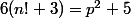 6(n!+3)\ =\ p^{2}+5