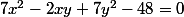 7x^2-2xy+7y^2-48=0