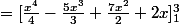 =[\frac{x^4}{4}-\frac{5x^3}{3}+\frac{7x^2}{2}+2x]_1^3