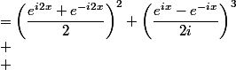 \begin{aligned}
 \\ \cos^2 2x \sin^3 x&=\left(\dfrac{e^{i2x}+e^{-i2x}}{2}\right)^2 \left(\dfrac{e^{ix}-e^{-ix}}{2i}\right)^3\\
 \\ &= \dfrac{(e^{i4x}+2+e^{-i4x})\;(e^{i3x}-3e^{ix}+3e^{-ix}-e^{-3ix})}{-16\,(2i)}\\
 \\ &= \dfrac{(e^{i7x}-e^{-i7x})-3(e^{i5x}-e^{-i5x})+5(e^{i3x}-e^{-i3x})-7(e^{ix}-e^{-ix})}{-16\,(2i)}\\
 \\ &=\dfrac{1}{16}\;(7\sin x -5\sin 3x +3\sin 5x -\sin 7x)
 \\ \end{aligned}