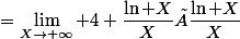=\lim_{X\to+\infty} 4 \dfrac{\ln X}{X}×\dfrac{\ln X}{X}