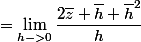 =\lim_{h->0}{\dfrac{2\overline{z} \overline{h}+\overline{h}^2}{h}}