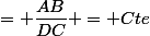 \dfrac{MA}{MC}&nbsp;&nbsp;= \dfrac{AB}{DC} = Cte