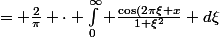  e^{-2\pi\lvert x\rvert}&nbsp;&nbsp;= \frac{2}{\pi} \cdot \int_0^\infty \frac{\cos(2\pi\xi x}{1+\xi^2} d\xi