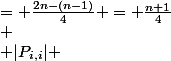 \Rightarrow \begin{cases}|P_{i,p}| &= \frac{2n-(n-1)}{4} = \frac{n+1}{4}\\
 \\ |P_{i,i}| &= \frac{2n-(n-1)}{4} = \frac{n+1}{4}
 \\ \end{cases}