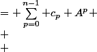 \begin{aligned} \\ \chi_A(A) &= \sum_{p=0}^{n-1} c_p A^p \\ \\ &= \sum_{p=0}^{n-1} c_p \dfrac{1}{2 \pi} \int_{-\pi}^\pi (r e^{i \theta})^{p+1} (r e^{i \theta} I_n - A)^{-1} d\theta \\ \\ &= \dfrac{1}{2 \pi} \int_{-\pi}^\pi \sum_{p=0}^{n-1} c_p (r e^{i \theta})^{p+1} (r e^{i \theta} I_n - A)^{-1} d\theta \\ \\ &= \dfrac{1}{2 \pi} \int_{-\pi}^\pi \left(\sum_{p=0}^{n-1} c_p (r e^{i \theta})^{p+1}\right) (r e^{i \theta} I_n - A)^{-1} d\theta \\ \\ &= \dfrac{1}{2 \pi} \int_{-\pi}^\pi \sum_{p=0}^{n-1} c_p (r e^{i \theta})^{p+1} \sum_{j=1}^n \operatorname{com}\left(r e^{i \theta} I_n - A\right)_{1, j} (r e^{i \theta} I_n - A)^{-1}_{j, 1} d\theta\end{aligned}