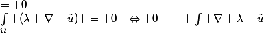 \int_{\Omega} (\lambda \nabla \tilde{u}) = 0 \Leftrightarrow 0 - \int \nabla \lambda \tilde{u}&nbsp;&nbsp;= 0