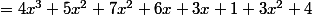=4x^3+5x^2+7x^2+6x+3x+1+3x^2+4