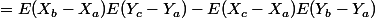 =E(X_b-X_a)E(Y_c-Y_a)-E(X_c-X_a)E(Y_b-Y_a)