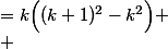 \begin{aligned}\int\nolimits_{k^2}^{(k+1)^2}E(\sqrt{x})\text{d}x&=k\Bigl((k+1)^2-k^2\Bigr) \\ &=2k^2+k\end{aligned}
