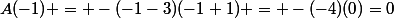 A(-1) = -(-1-3)(-1+1) = -(-4)(0)=0