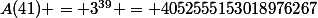 A(41) = 3^{39} = 4052555153018976267