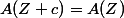 A(Z+c)=A(Z)