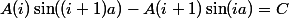 A(i)\sin((i+1)a)-A(i+1)\sin(ia)=C