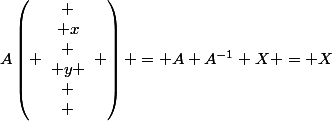 A\left( \begin{array}{c}
 \\ x\\
 \\ y \\
 \\ \end{array} \right) = A A^{-1} X = X