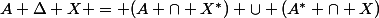 A \Delta X = (A \cap X^*) \cup (A^* \cap X)&nbsp;&nbsp; (1)
