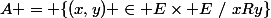 A = \{(x,y) \in E\times E~/~xRy\}