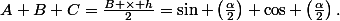 A B C=\frac{B \times h}{2}=\sin \left(\frac{\alpha}{2}\right) \cos \left(\frac{\alpha}{2}\right).