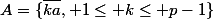 A=\{\overline{ka}, 1\leq k\leq p-1\}