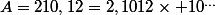 A=210,12=2,1012\times 10^{...}