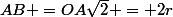 AB =OA\sqrt{2} = 2r