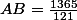 AB=\frac{1365}{121}