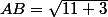 AB=\sqrt{11+3}