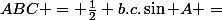 ABC = \frac{1}{2} b.c.\sin A =