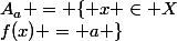 A_a = \{ x \in X&nbsp;&nbsp;/&nbsp;&nbsp;f(x) = a \}
