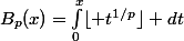 B_p(x)=\int_0^x\lfloor t^{1/p}\rfloor dt