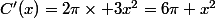 C'(x)=2\pi\times 3x^2=6\pi x^2