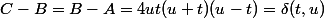 C-B=B-A=4ut(u+t)(u-t)=\delta(t,u)