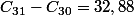 C_{31}-C_{30}=32,88