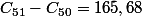 C_{51}-C_{50}=165,68