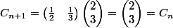 C_{n+1}=\begin{pmatrix}\frac{1}{2}&0\\0&\frac{1}{3}\end{pmatrix}\begin{pmatrix}2\\3\end{pmatrix}=\begin{pmatrix}2\\3\end{pmatrix}=C_n