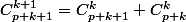 C_{p+k+1}^{k+1}=C_{p+k+1}^{k}+C_{p+k}^{k}