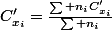 C_{x_i}'=\frac{\sum n_iC_{x_i}'}{\sum n_i}