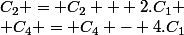 C_2 = C_2 + 2.C_1
 \\ C_4 = C_4 - 4.C_1