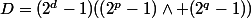 D=(2^d-1)((2^p-1)\wedge (2^q-1))