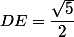 DE=\dfrac{\sqrt{5}}{2}