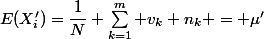 E(X'_i)=\dfrac{1}{N} \sum_{k=1}^m v_k n_k = \mu'