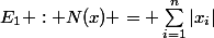 E_1 : N(x) = \sum_{i=1}^n|x_i|