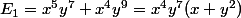 E_1=x^5y^7+x^4y^9=x^4y^7(x+y^2)