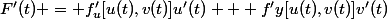 F'(t) = f'_u[u(t),v(t)]u'(t) + f'y[u(t),v(t)]v'(t)