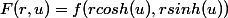 F(r,u)=f(rcosh(u),rsinh(u))