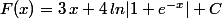 F(x)=3\,x+4\,ln|1+e^{-x}|+C